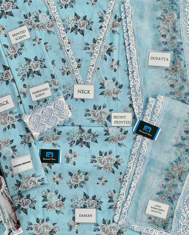 Baroque - 3PC Swiss Lawn Unstitched Digital Print Suit