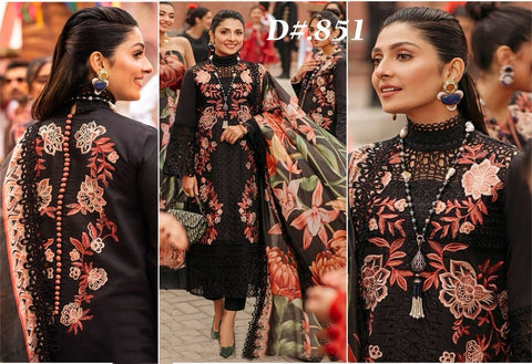 Mushq - 3PC Lawn Unstitched Heavily Embroiderey Suit