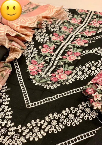 Crimson - 3PC (Unstitched) Heavy Embroidered Chikenkari Work - F7