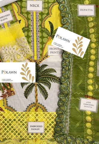 Printed Patch Embroidery Lawn 3 Piece Unstitched Suit MPT-2908 - Summer Collection