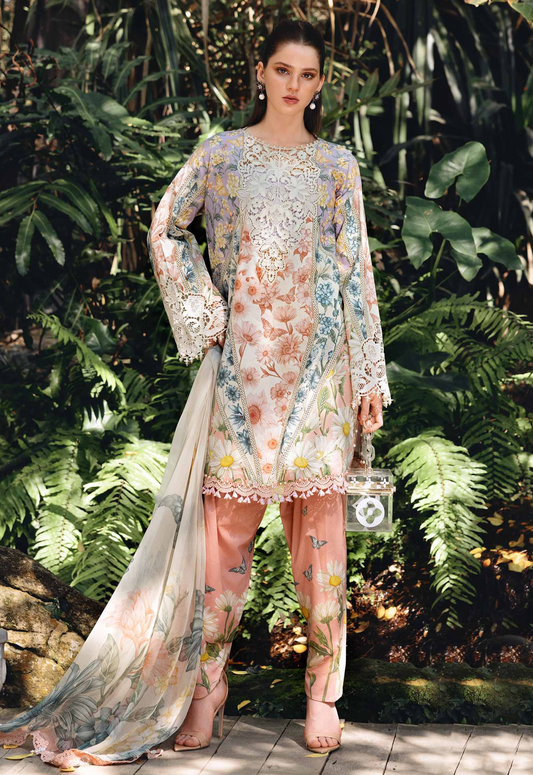 Printed Patch Embroidery Lawn 3 Piece Unstitched Suit MPT-2910- Summer Collection