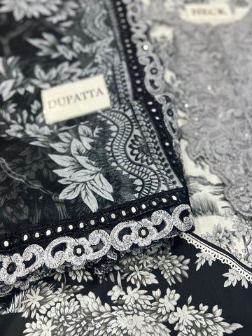 Printed Patch Emb Lawn 3 Piece Unstitched Suit MBL-MPT-2608-B-25 - Summer Collection