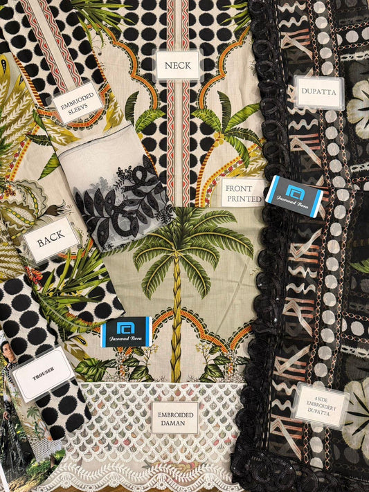 Printed Patch Emb Lawn 3 Piece Unstitched Suit MPT-2905-B- 29- Summer Collection