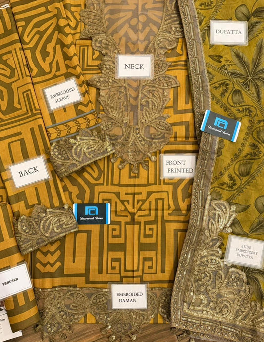 Printed Patch Emb Lawn 3 Piece Unstitched Suit MPT-2905-B- 33- Summer Collection