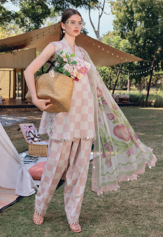 Printed Patch Emb Lawn 3 Piece Unstitched Suit MBL-MPT-2906-A-26 - Summer Collection