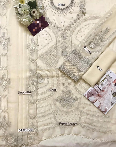 Maria B Embroidered 3PC Pure Shiffon Unstitched Wedding Collection MB-01