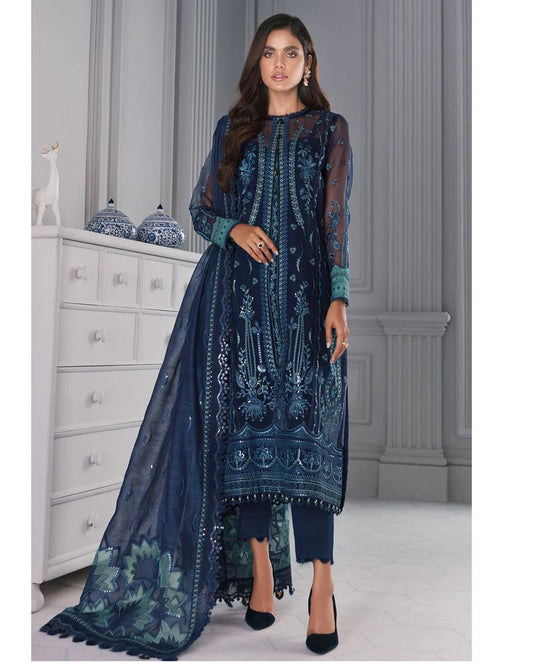 Alhaam - 3PC Lawn Unstitched Sequence Embroiderey Suit