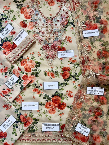 Vaniya - 3PC Swiss Lawn Unstitched Digital Print Suit