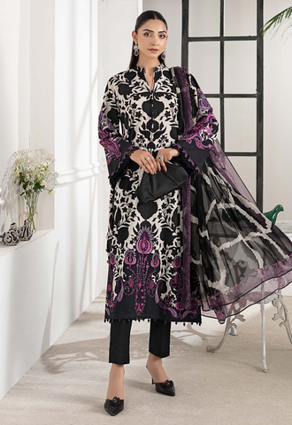 Printed Patch Emb Lawn 3 Piece Unstitched Suit MBL-MPT-2704-B-25 - Summer Collection