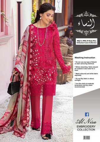 Mushq - 3PC Lawn Unstitched Heavily Embroiderey Suit