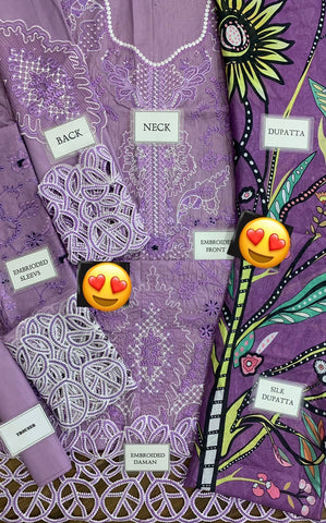 Mushq- 3PC Lawn Unstitched Heavily Embroiderey Suit