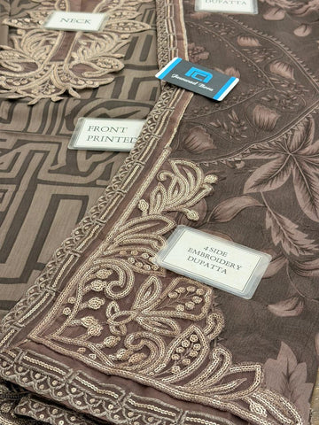 Printed Patch Emb Lawn 3 Piece Unstitched Suit MPT-2905-B- 34- Summer Collection