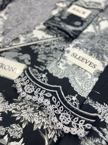 Printed Patch Emb Lawn 3 Piece Unstitched Suit MBL-MPT-2608-B-25 - Summer Collection