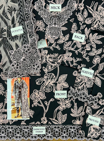 Printed Patch Emb Lawn 3 Piece Unstitched Suit MPT-2905-B- 38- Summer Collection