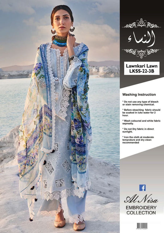 Alhaam - 3PC Lawn Unstitched Heavily Embroiderey Suit