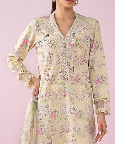 Printed Patch Embroidery Lawn 3 Piece Unstitched Suit MPT-2915 - Summer Collection