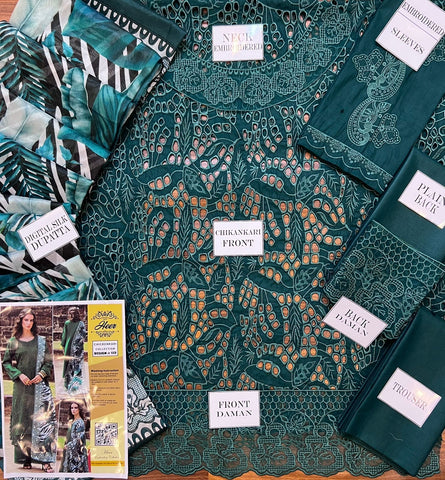 Gulmani - 3PC Lawn Unstitched Heavily Embroiderey Suit - F1