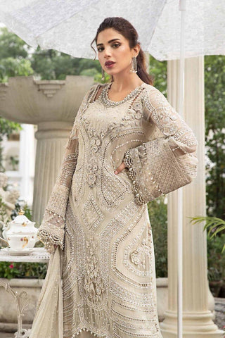 Maria B Embroidered 3PC Pure Shiffon Unstitched Wedding Collection MB-01