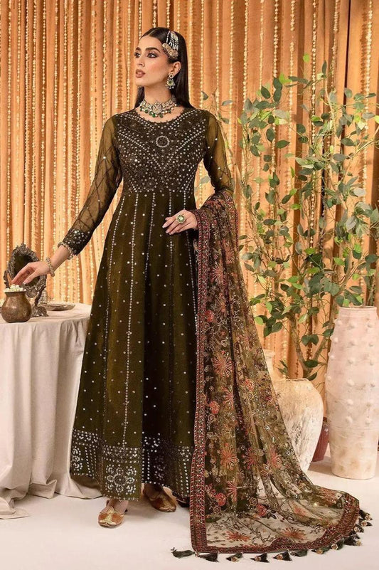 Alizeh Embroidered 3PC Pure Shiffon Unstitched Wedding Collection AZ-01