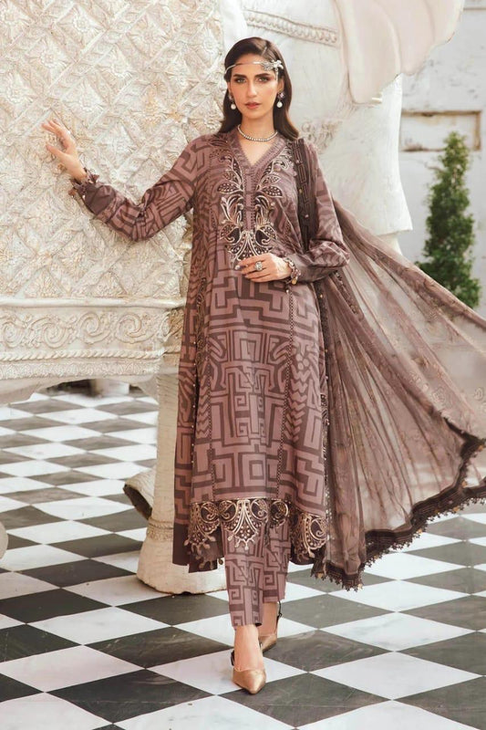 Printed Patch Emb Lawn 3 Piece Unstitched Suit MPT-2905-B- 34- Summer Collection