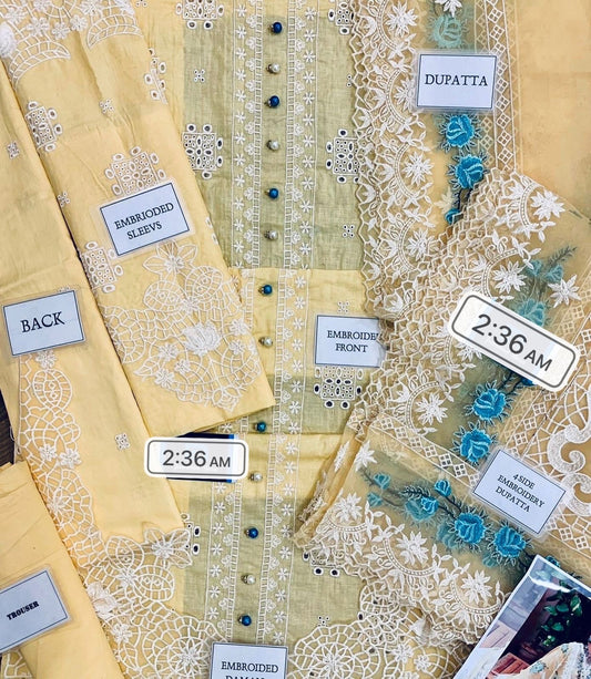 Crimson- 3PC Lawn Unstitched Heavily Embroiderey Suit