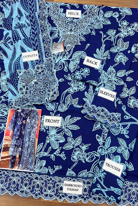 Printed Patch Emb Lawn 3 Piece Unstitched Suit MPT-2905-B- 36- Summer Collection