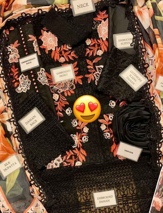 Mushq - 3PC Lawn Unstitched Heavily Embroiderey Suit