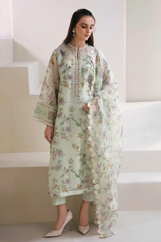 Baroque - 3PC Lawn Unstitched Digital Print Suit With Bunches