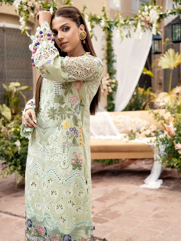 Maryam Hussain - 3PC (Unstitched) Heavy Embroidered Chikenkari Work - F8