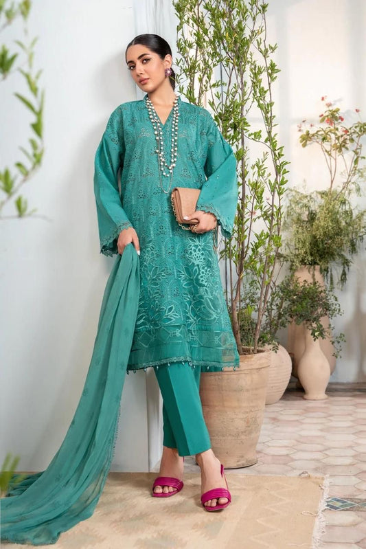 Maria B - 3PC Lawn Unstitched Heavily Embroiderey Suit