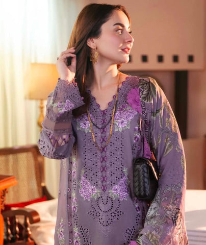 JADE - 3PC Lawn Unstitched Heavily Embroiderey Suit - F2