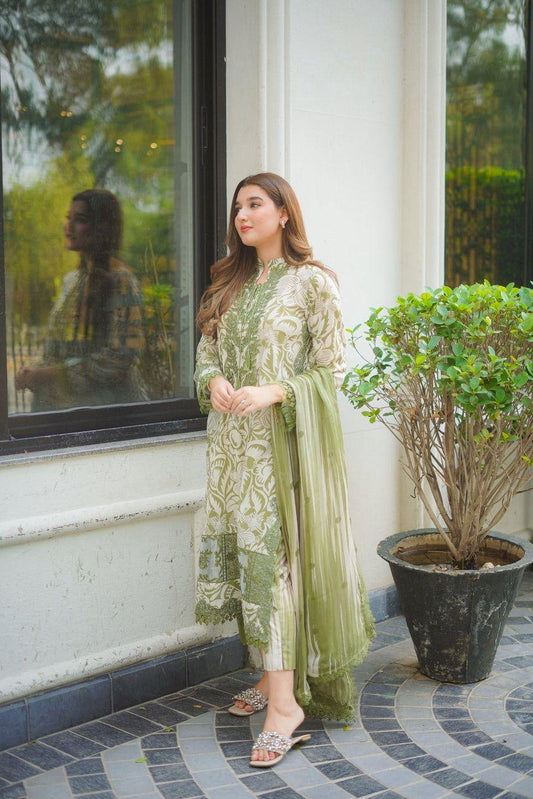Printed Patch Embroidery Lawn 3 Piece Unstitched Suit MPT-2916 Summer Collection