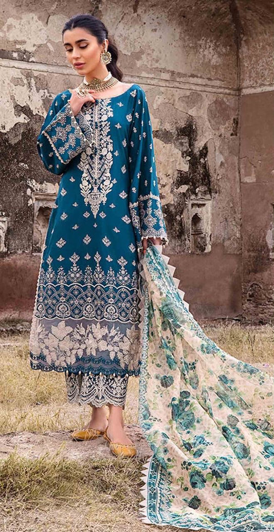 Zainab Chotani - 3PC Lawn Unstitched Heavily Embroiderey Suit