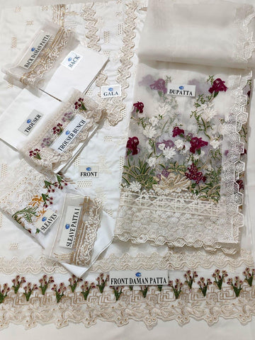 ELAF - 3PC Lawn Chikenkari Embroiderey Unstitched Suit - F3