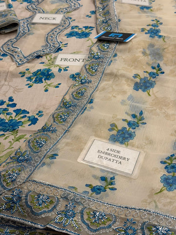 Printed Patch Emb Lawn 3 Piece Unstitched Suit ACL-EID-01-B - Summer Collection