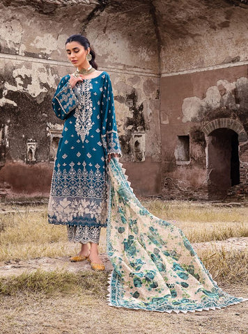 Zainab Chotani - 3PC Lawn Unstitched Heavily Embroiderey Suit