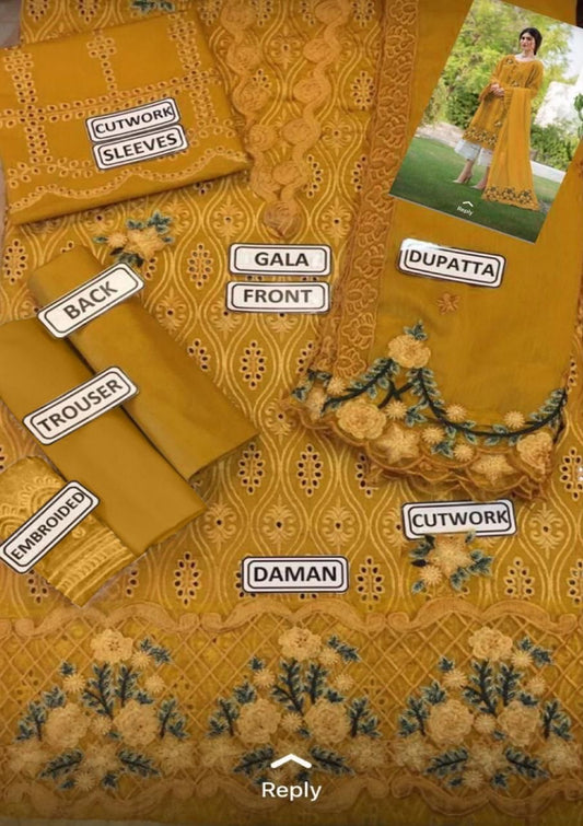 Zarqash - 3PC Lawn Unstitched Heavily Embroiderey Suit