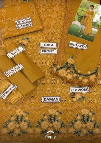 Zarqash - 3PC Lawn Unstitched Heavily Embroiderey Suit