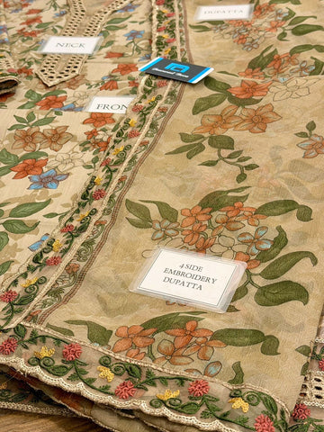 Printed Patch Emb Lawn 3 Piece Unstitched Suit BL-UF-4339-B - Summer Collection