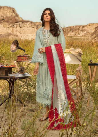Crimson - 3PC (Unstitched) Heavy Embroidered Chikenkari Work With Khadi Net Embroidered Dupatta - F6
