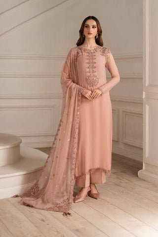 Iznik Shiffon Embroidered 3PC Unstitched Suit Pink - IZ01