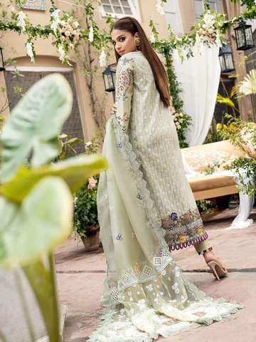 Maryam Hussain - 3PC (Unstitched) Heavy Embroidered Chikenkari Work - F8