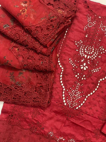 Qalamkar - 3PC Lawn Unstitched Heavily Embroiderey Suit