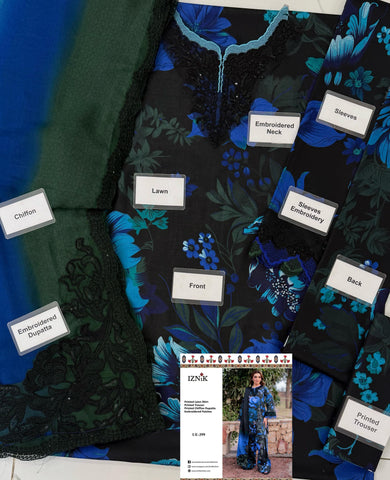 Printed Patch Emb Lawn 3 Piece Unstitched Suit MPT-2905-B- 39- Summer Collection