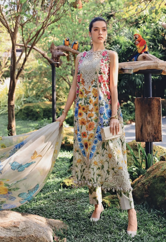 Printed Patch Embroidery Lawn 3 Piece Unstitched Suit MPT-2909 - Summer Collection