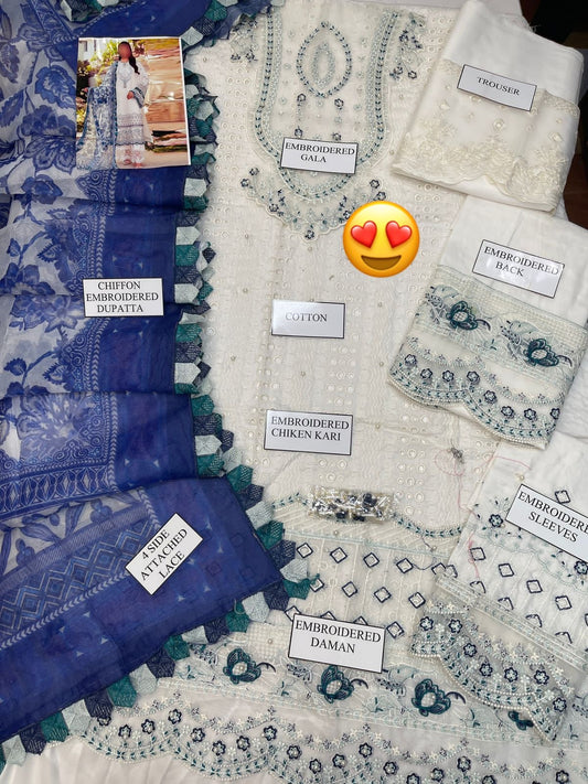 Anaya - 3PC Lawn Unstitched Heavily Embroiderey Suit