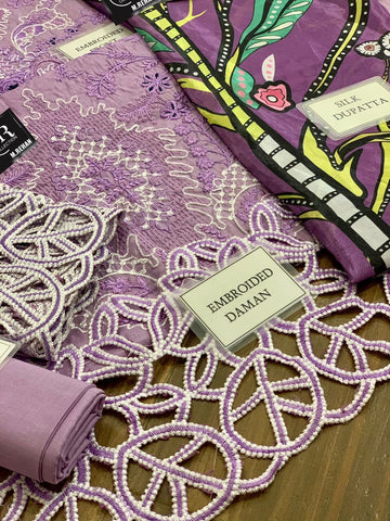 Mushq- 3PC Lawn Unstitched Heavily Embroiderey Suit