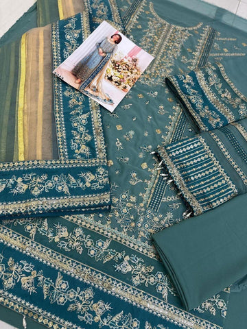 Crizma Embroidered 3PC Shiffon Unstitched Wedding Collection CR-01