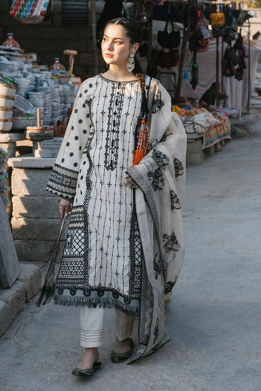 Qalamkar - 3PC Lawn Unstitched Heavily Embroiderey Suit