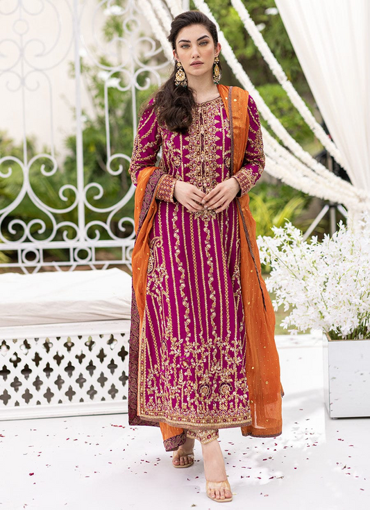 Farah Talib Embroidered 3PC Shiffon Unstitched Wedding Collection FT01